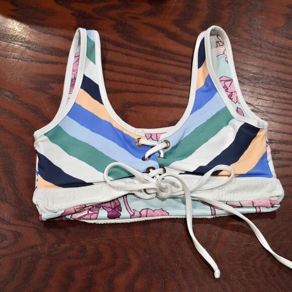 Maaji Multi Color Reversable Floral & Geometric Bikini Top Swimwear Sporty Swim - Picture 12 of 12